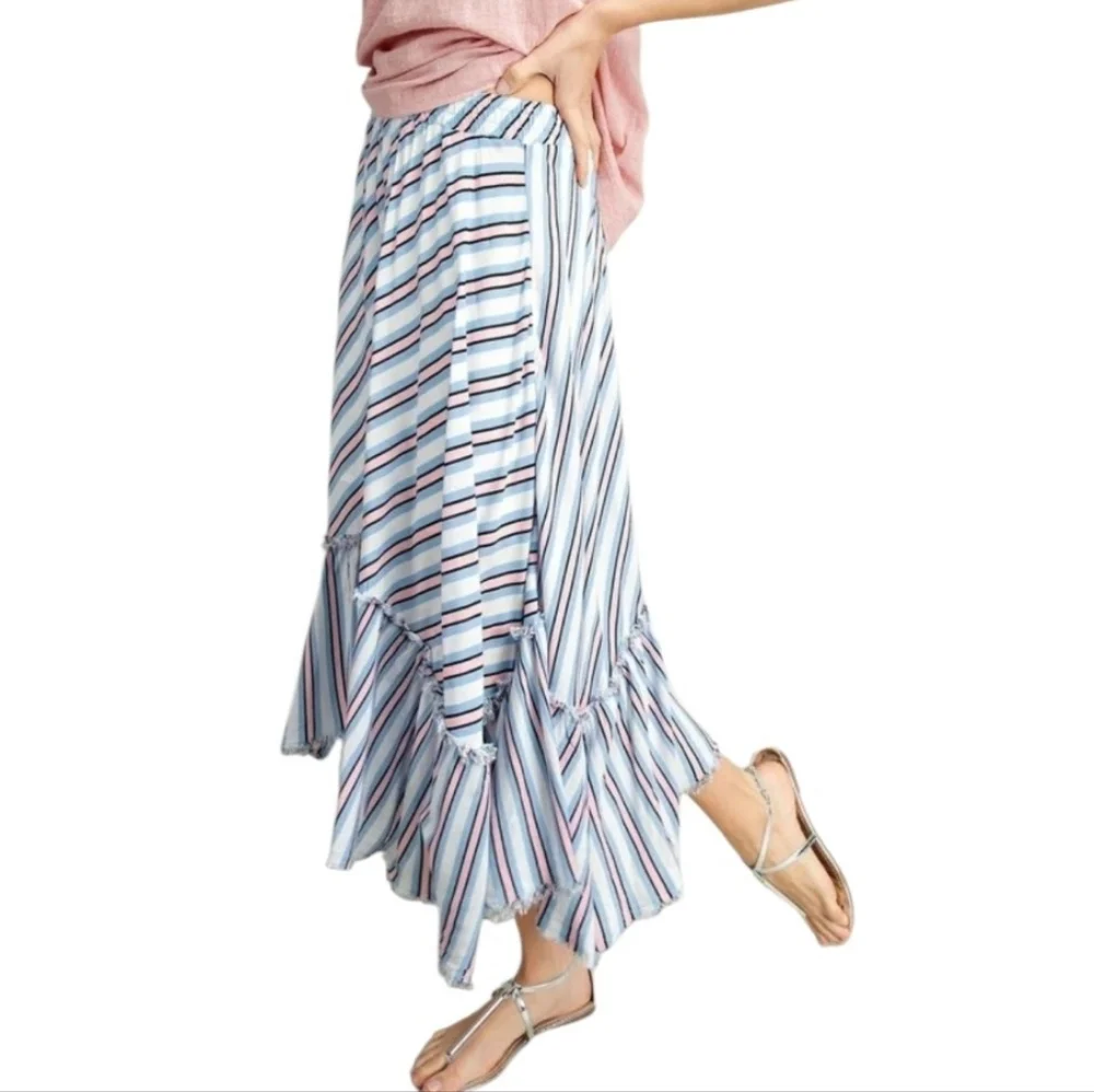 Women's Midi Flare Striped Skirt Sz Medium
